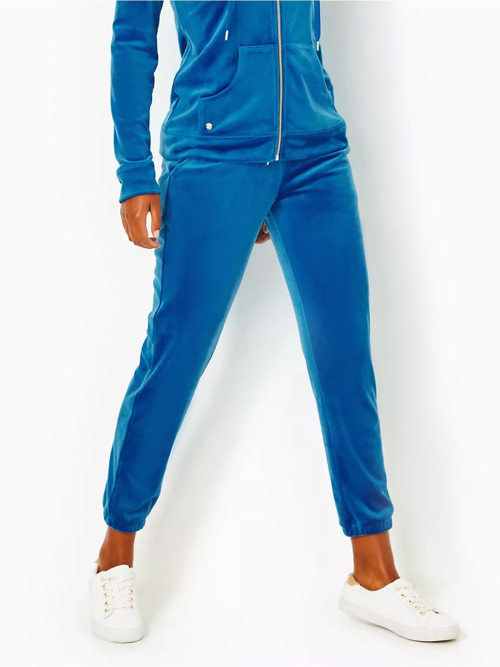 Lilly Pulitzer Mallie Velour Joggers 28” Royal Blue Small EUC